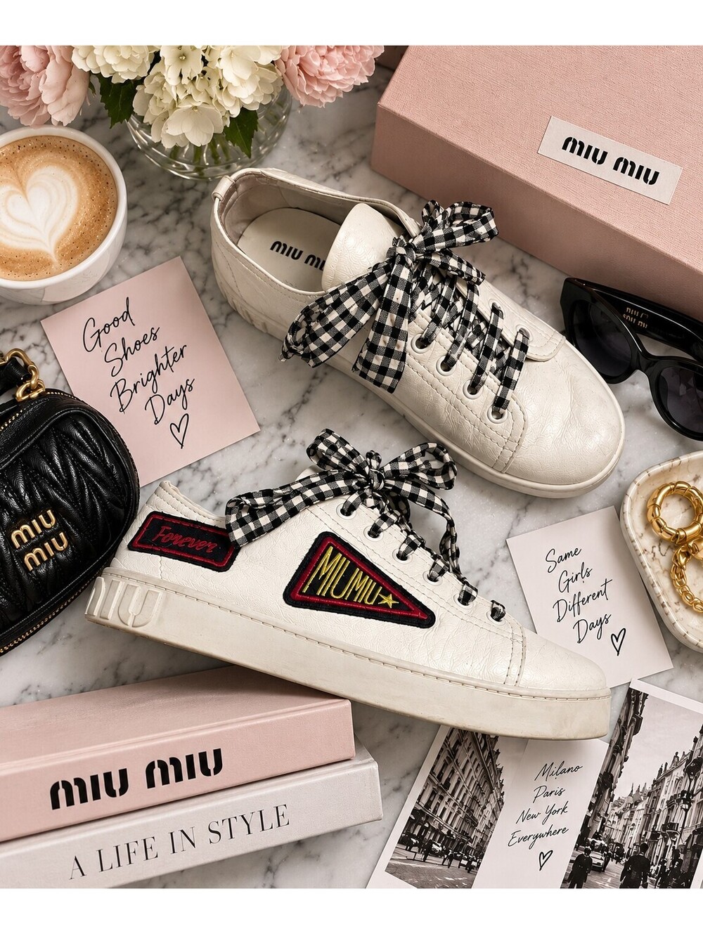 Miu Miu Vichy Gingham Ribbon Sneakers